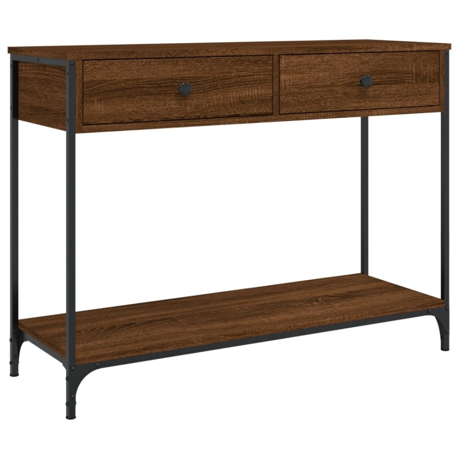 Mesa consola madera de ingeniería marrón roble 100x34,5x75
