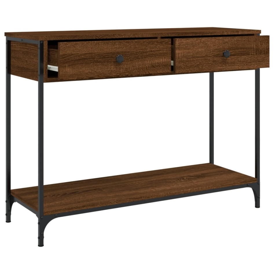 Mesa consola madera de ingeniería marrón roble 100x34,5x75