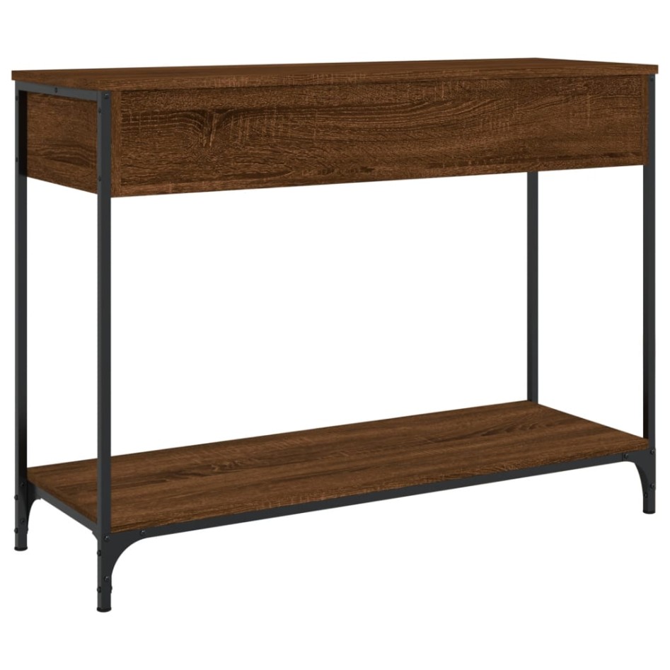 Mesa consola madera de ingeniería marrón roble 100x34,5x75