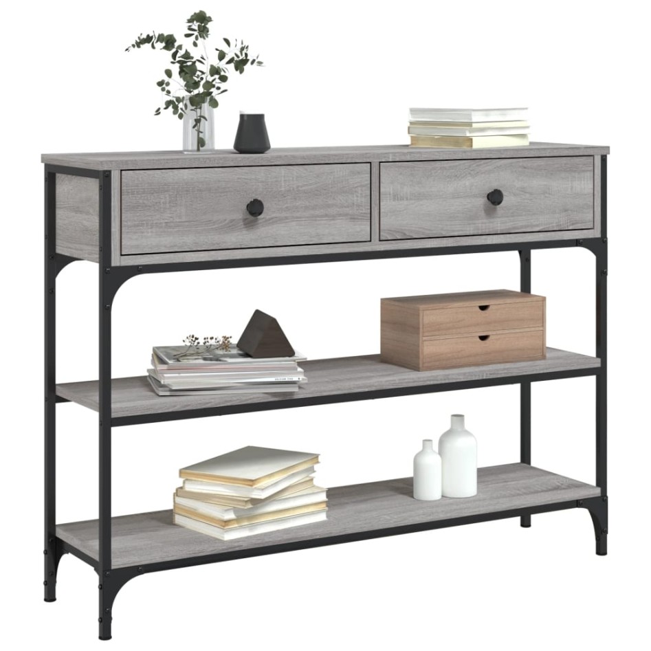 Mesa consola madera de ingeniería gris Sonoma 100x25x75