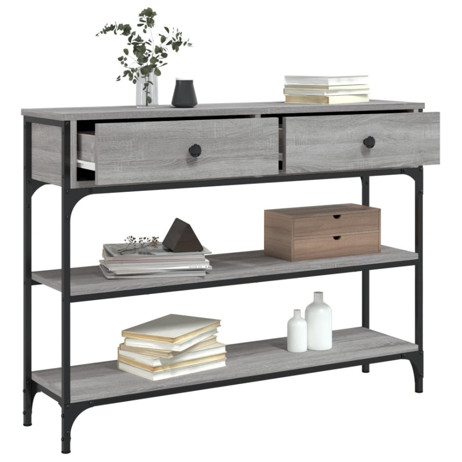 Mesa consola madera de ingeniería gris Sonoma 100x25x75