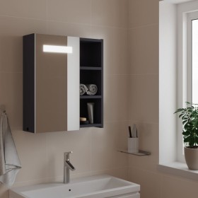 Mueble de baño con espejo y luz LED gris 45x13x52
