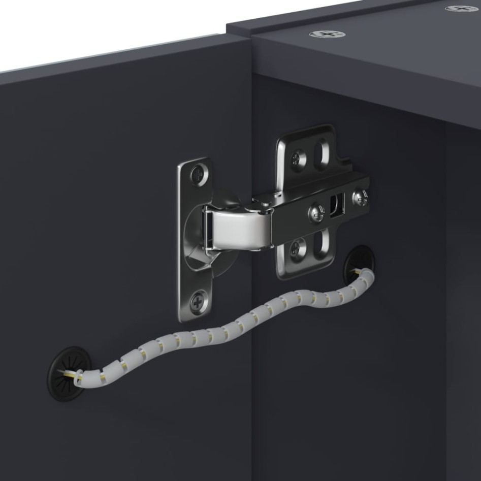 Mueble de baño con espejo y luz LED gris 45x13x52