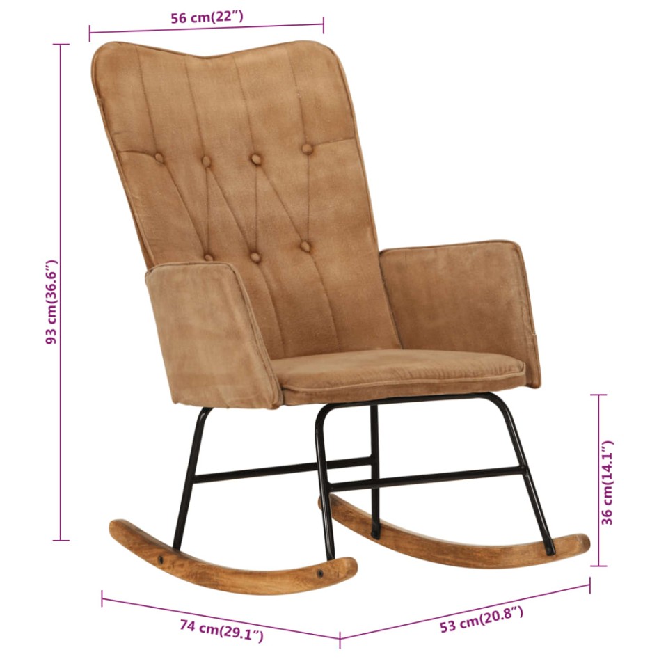 Silla mecedora de lona vintage