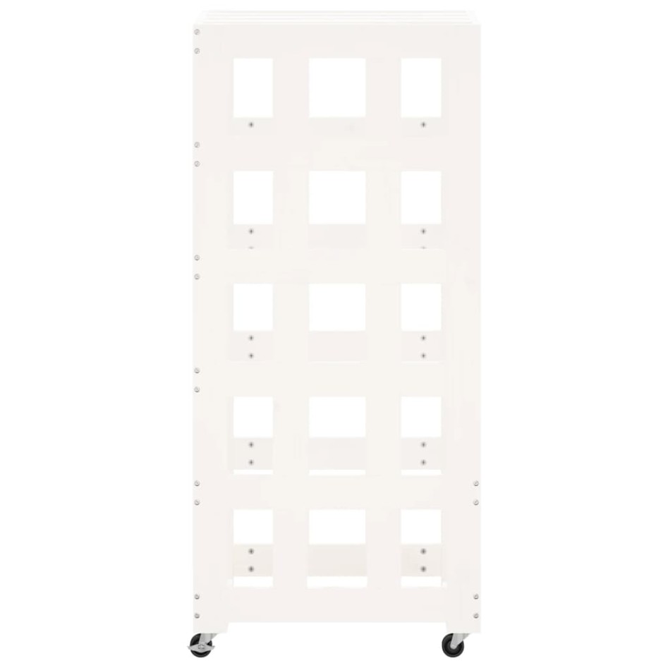 Leñero con ruedas madera maciza de pino blanco 40x49x110