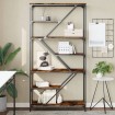 Estantería madera de ingeniería acero roble ahumado 91x36x176cm