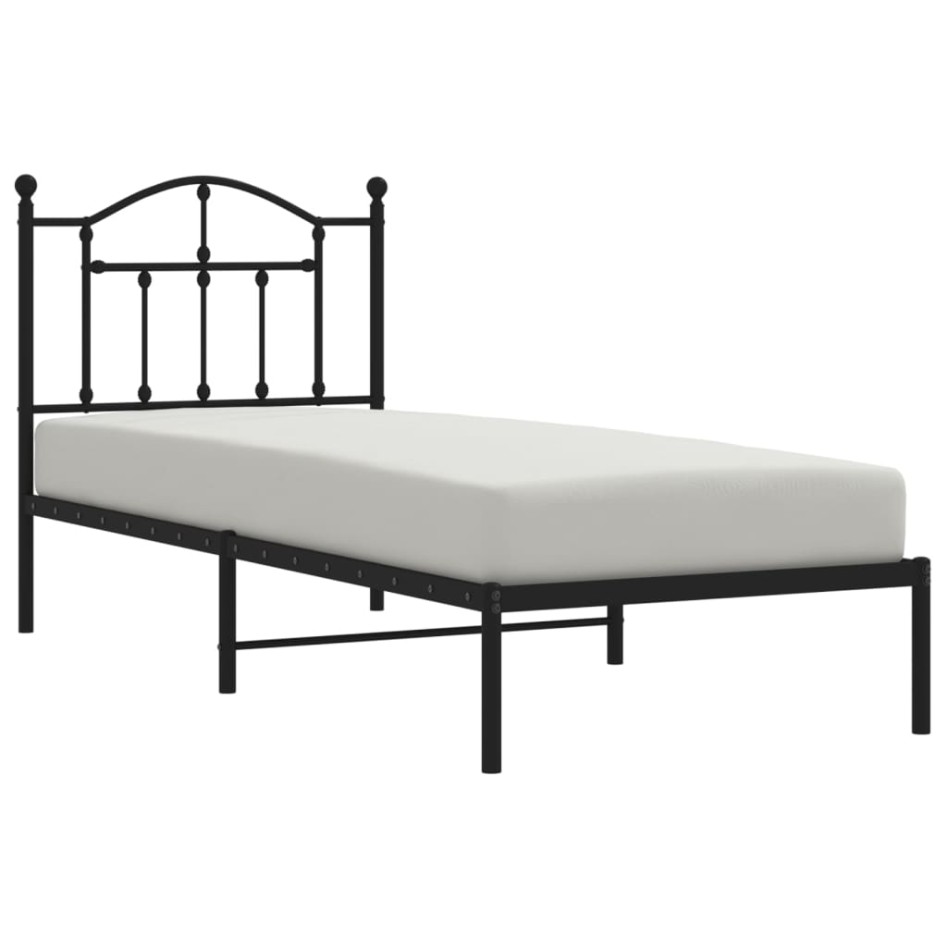 Estructura cama sin colchón con cabecero metal negro 90x200