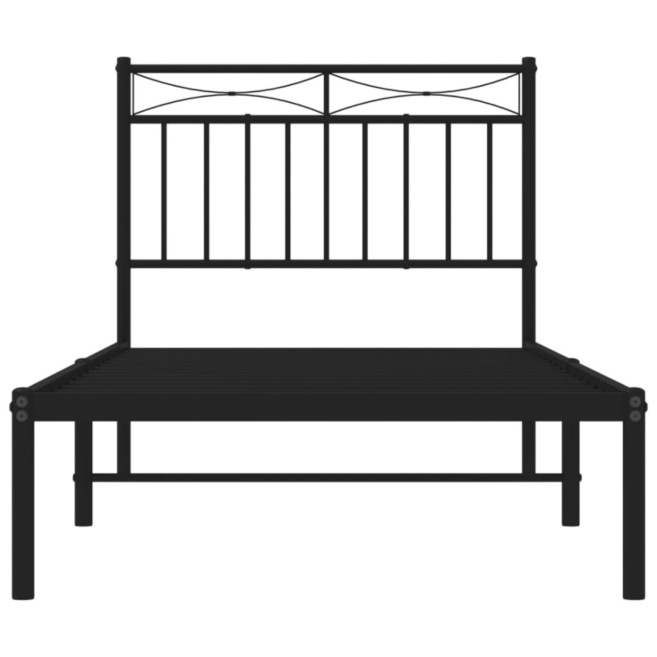Estructura cama sin colchón con cabecero metal negro 90x200