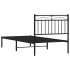 Estructura cama sin colchón con cabecero metal negro 90x200