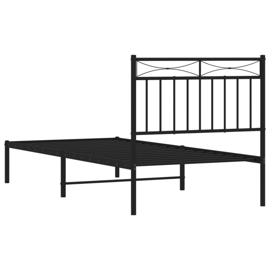 Estructura cama sin colchón con cabecero metal negro 90x200