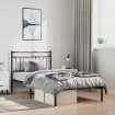 Estructura cama sin colchón con cabecero metal negro 100x200 cm