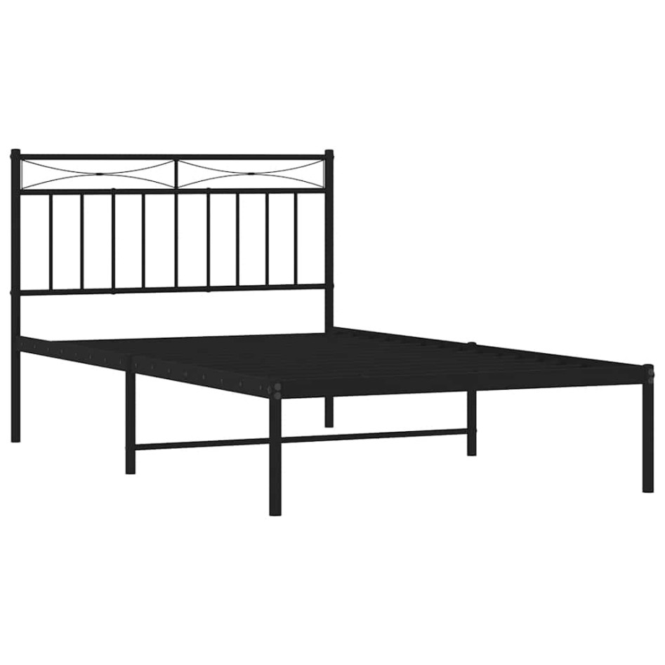 Estructura cama sin colchón con cabecero metal negro 100x200