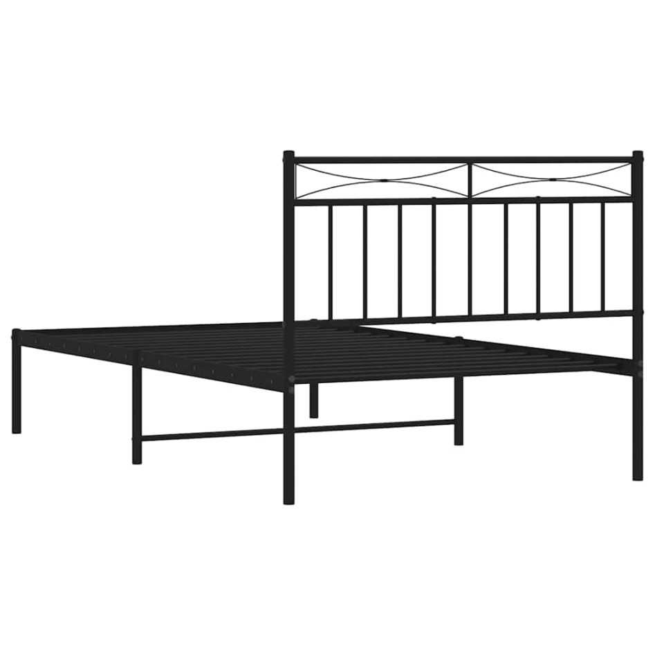 Estructura cama sin colchón con cabecero metal negro 100x200