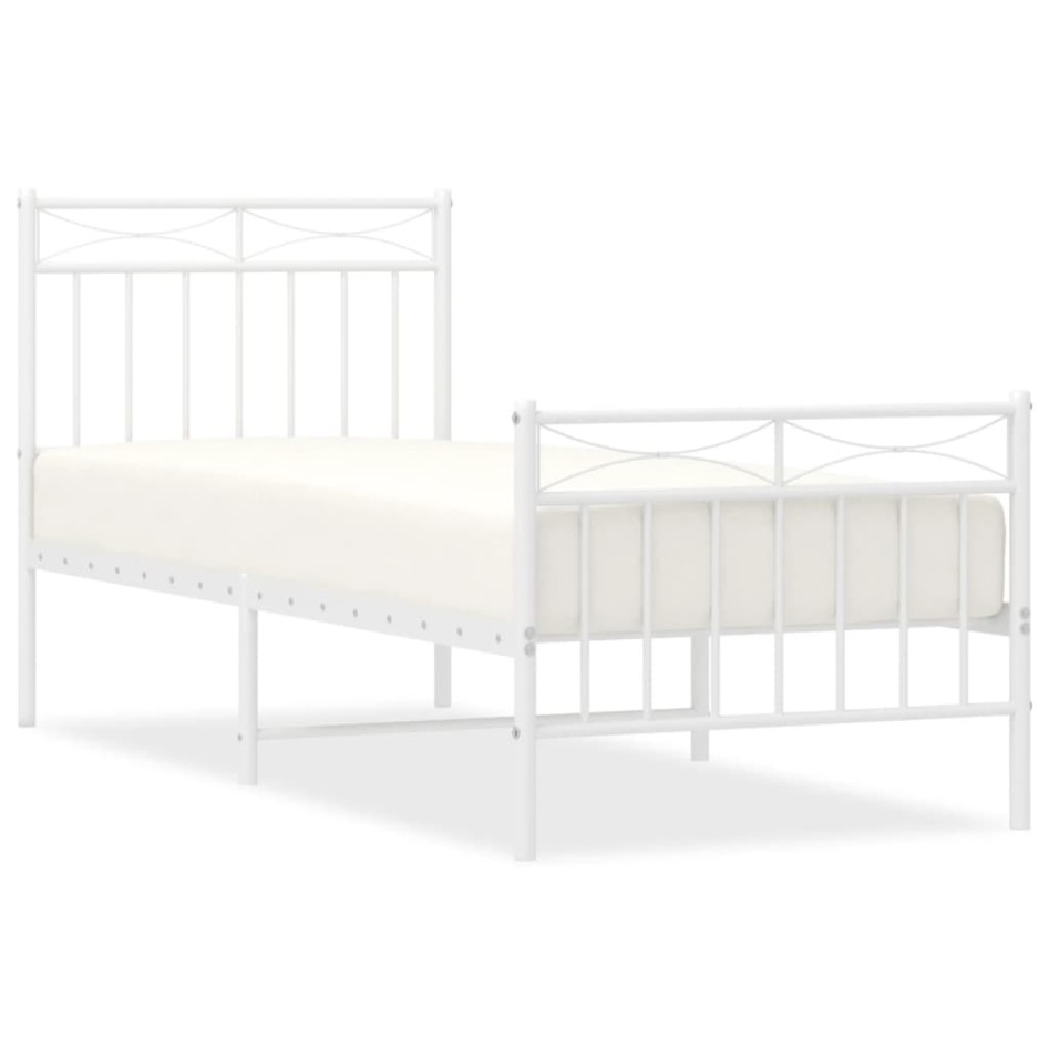 Estructura cama sin colchón con estribo metal blanco 75x190