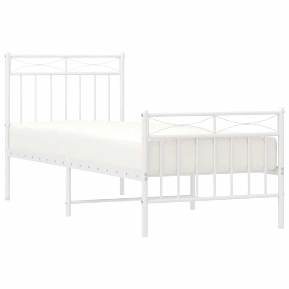 Estructura cama sin colchón con estribo metal blanco 75x190
