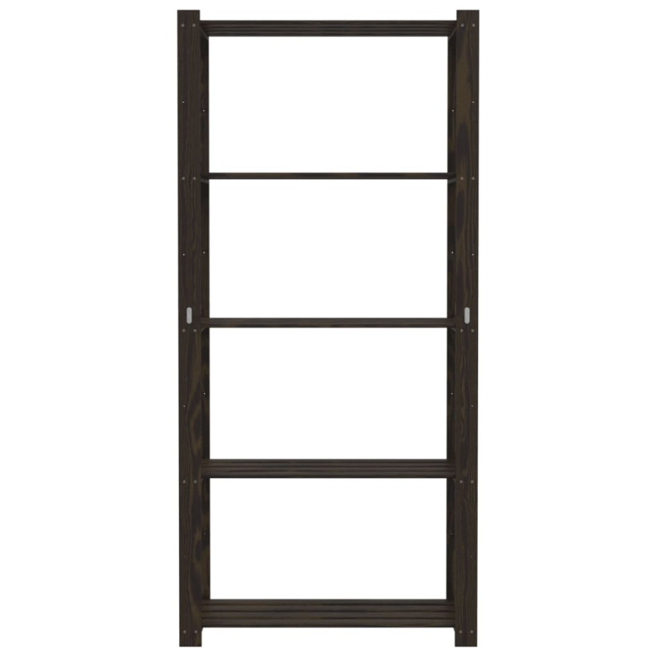 Estantería de 5 niveles madera maciza pino negro 80x38x170