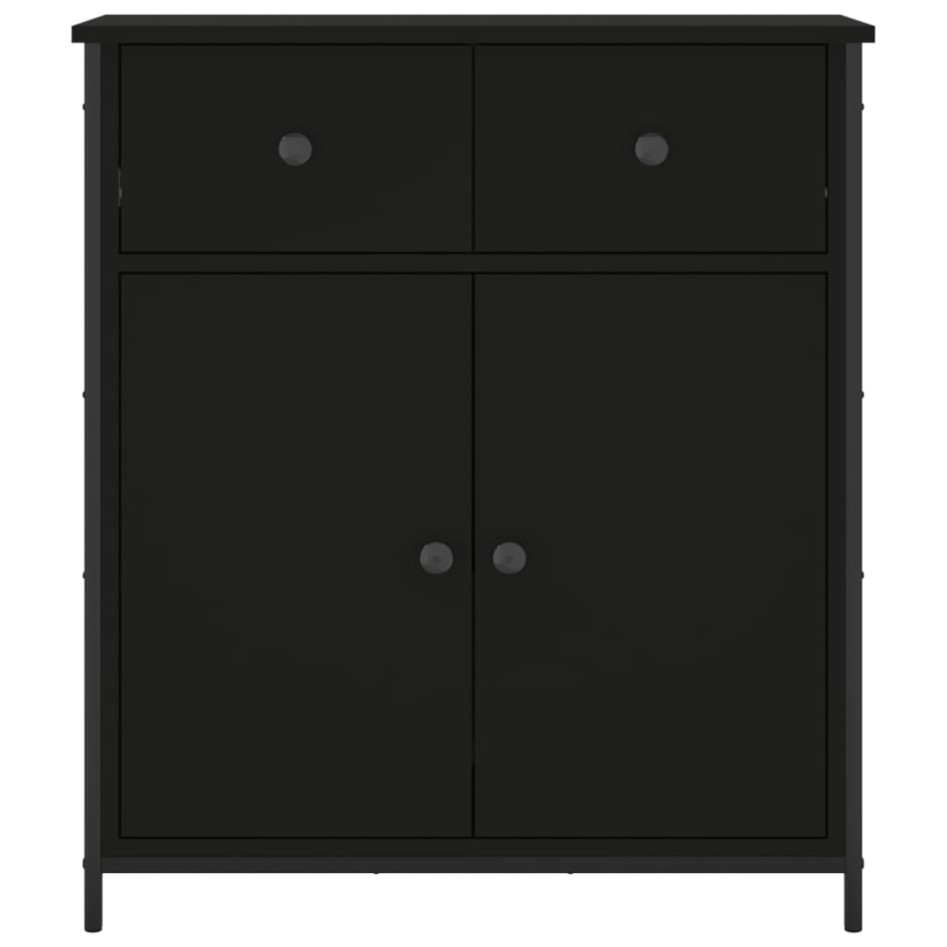 Aparador de madera de ingeniería negro 70x30x80