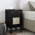 Mesita noche SENJA aspecto ratán madera pino negro 40x35x65
