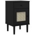 Mesita noche SENJA aspecto ratán madera pino negro 40x35x65
