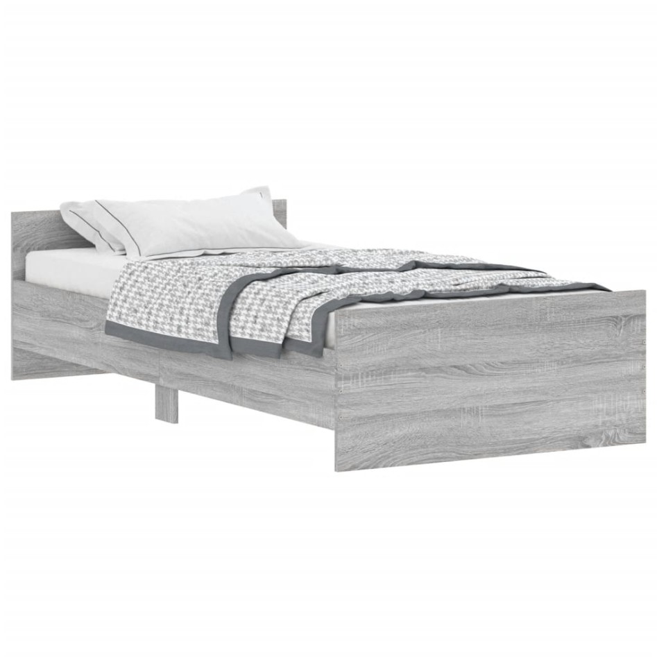 Estructura de cama madera de ingeniería gris Sonoma 90x200