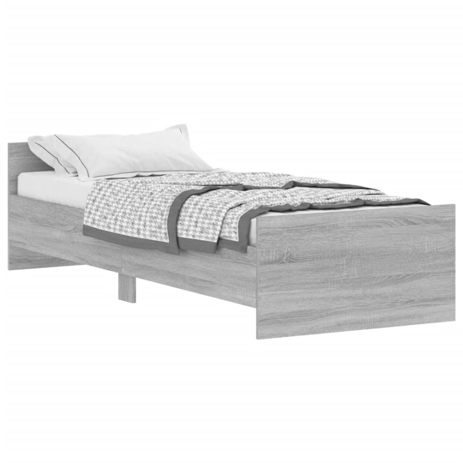 Estructura de cama madera de ingeniería Sonoma gris 75x190