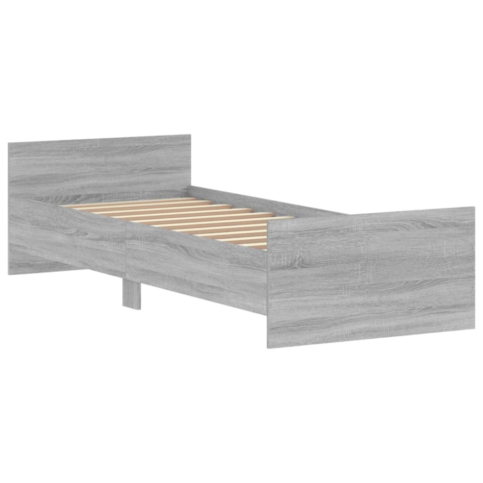 Estructura de cama madera de ingeniería Sonoma gris 75x190