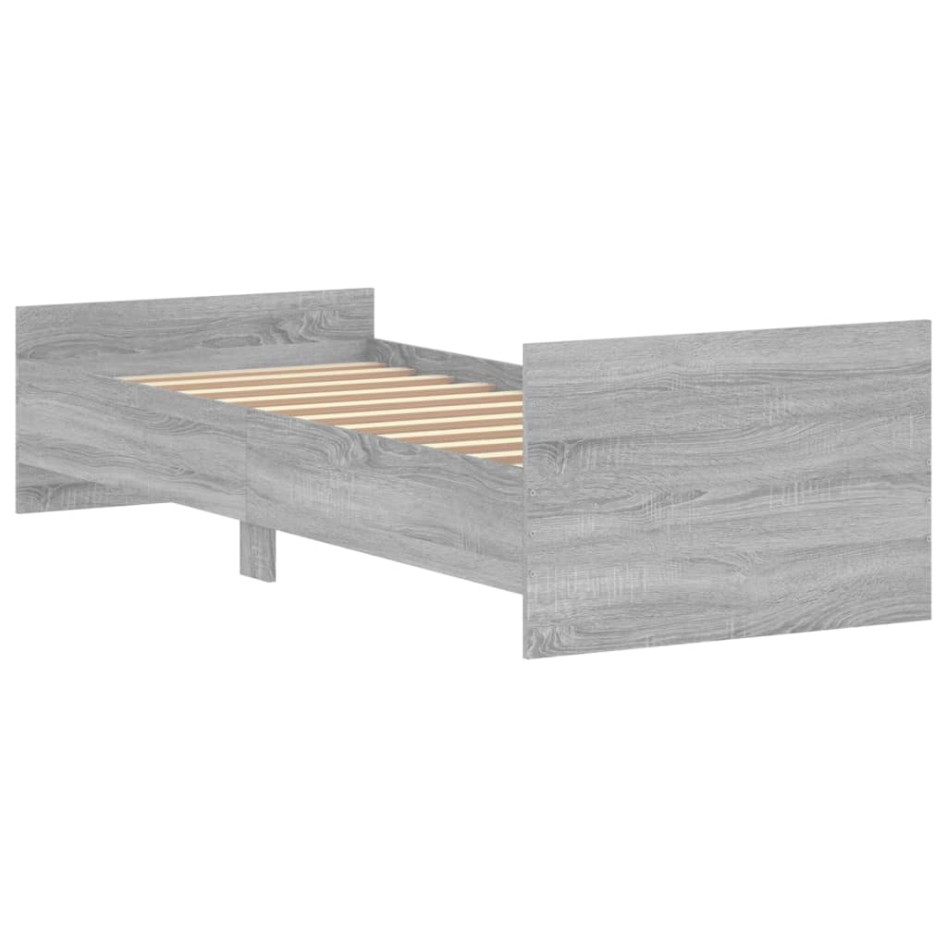 Estructura de cama madera de ingeniería Sonoma gris 75x190