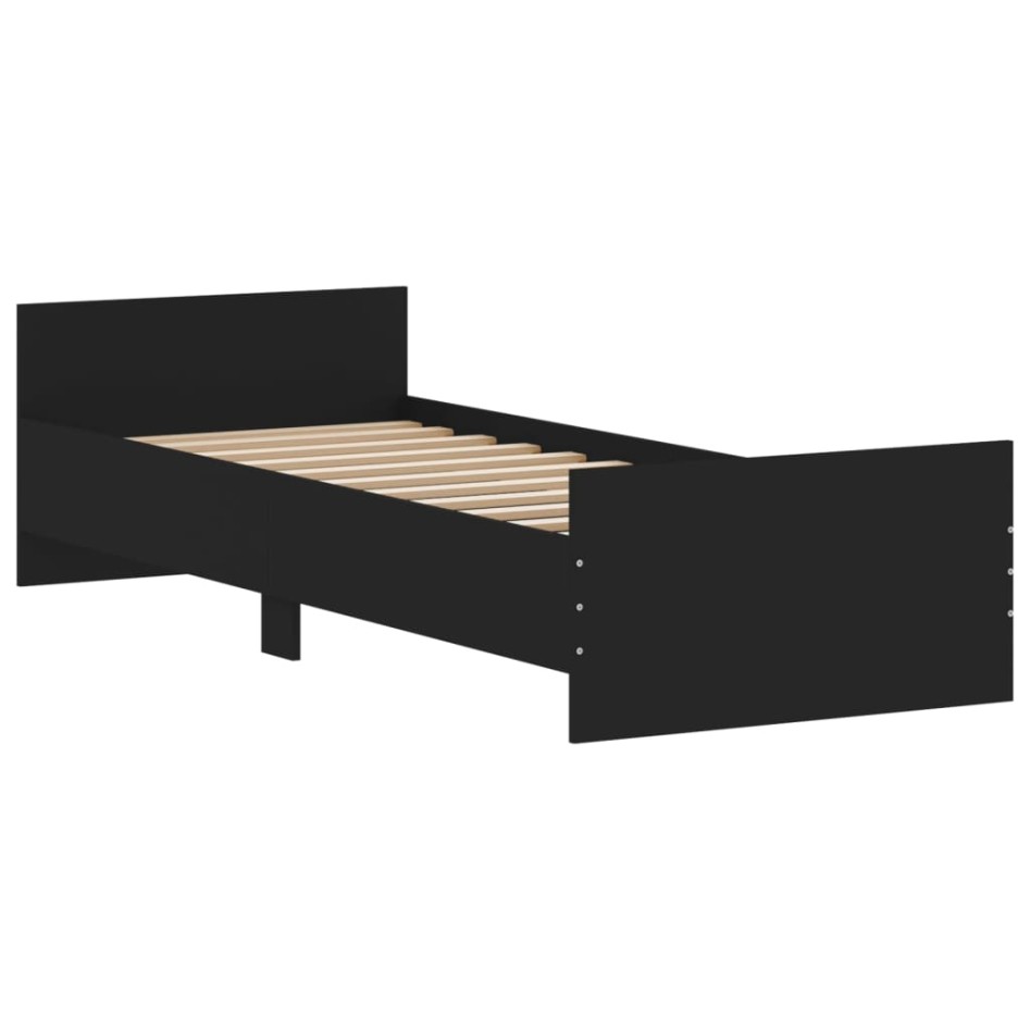 Estructura de cama madera de ingeniería negra 75x190