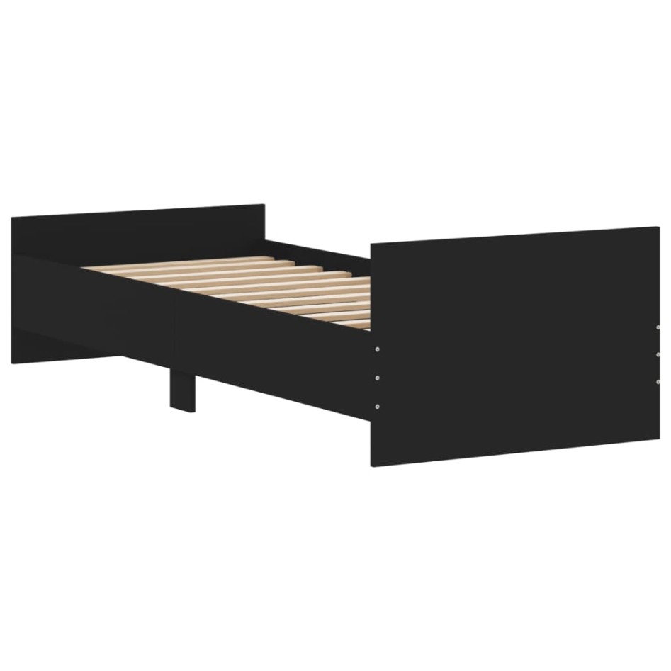 Estructura de cama madera de ingeniería negra 75x190