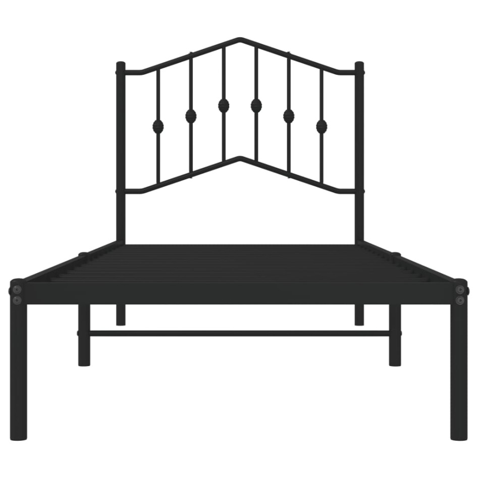 Estructura cama sin colchón con cabecero metal negro 90x190