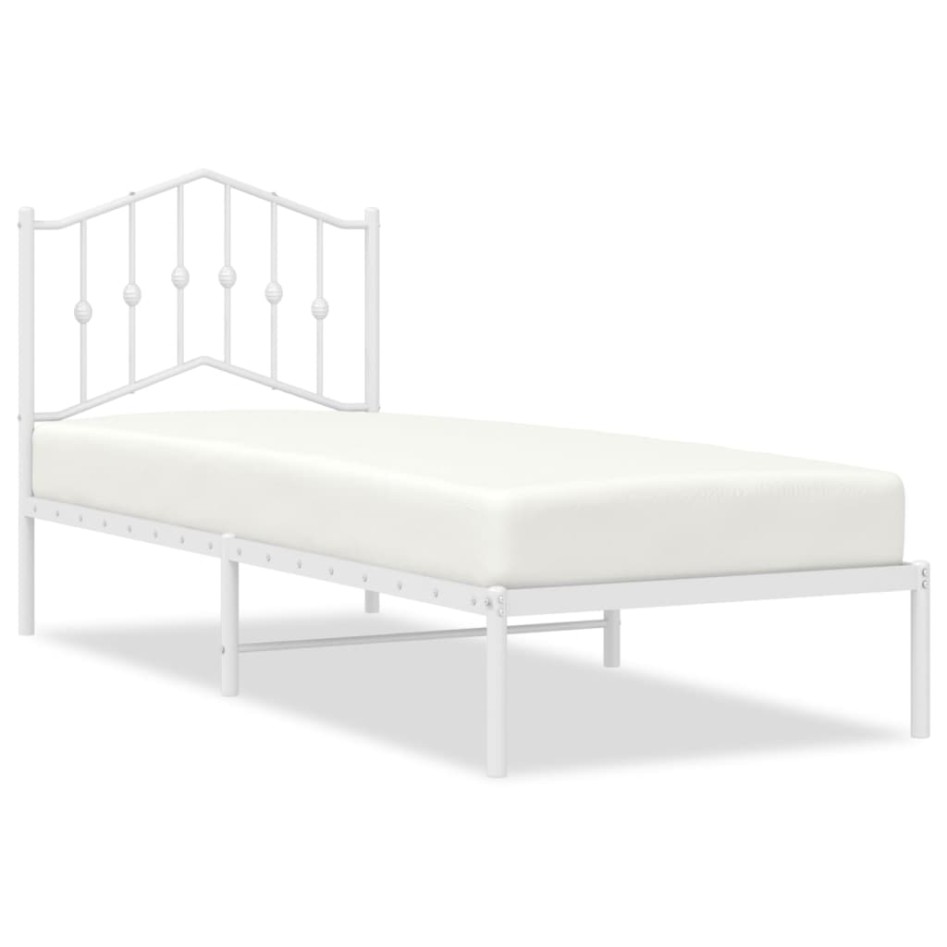 Estructura cama sin colchón con cabecero metal blanco 90x190
