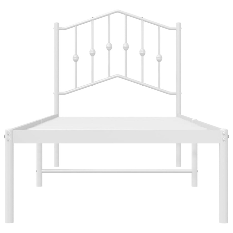 Estructura cama sin colchón con cabecero metal blanco 90x190