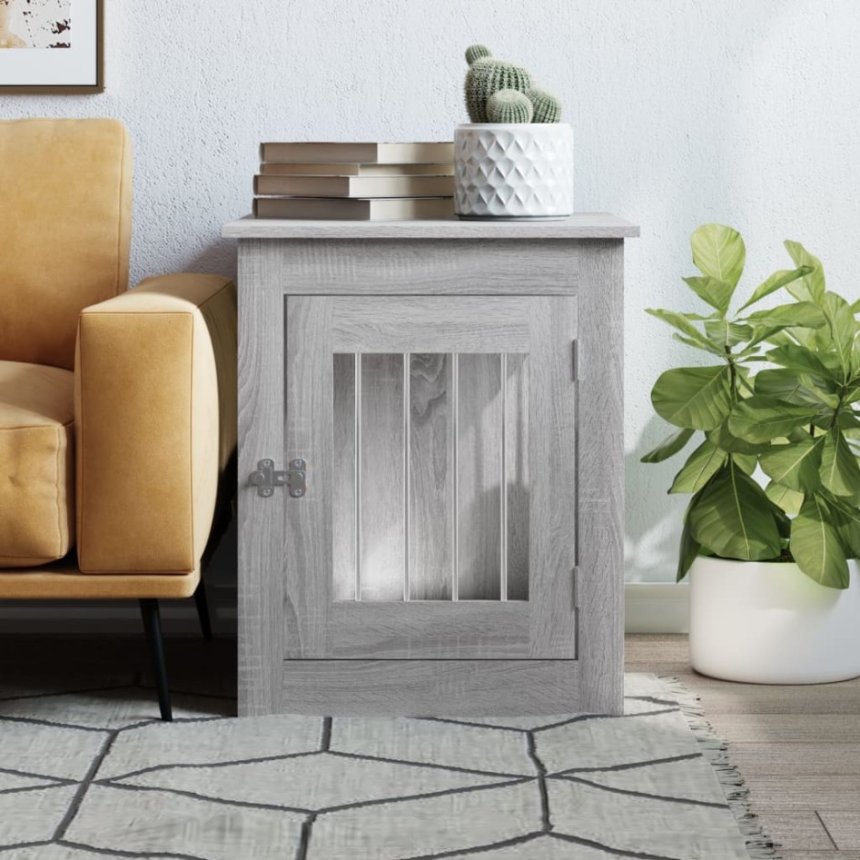 Jaula para perros madera de ingeniería gris Sonoma 55x75x65