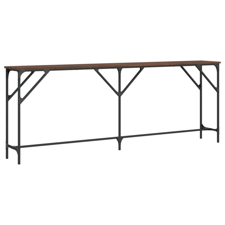 Mesa consola madera de ingeniería marrón roble 200x29x75
