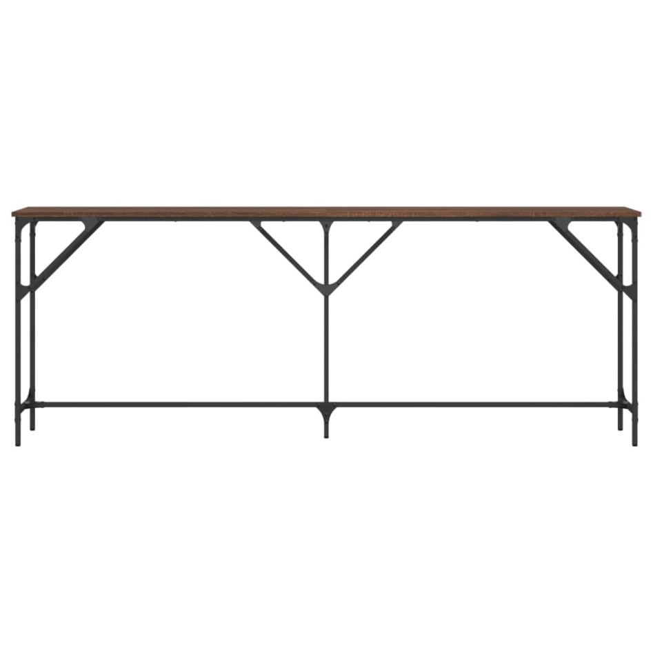 Mesa consola madera de ingeniería marrón roble 200x29x75