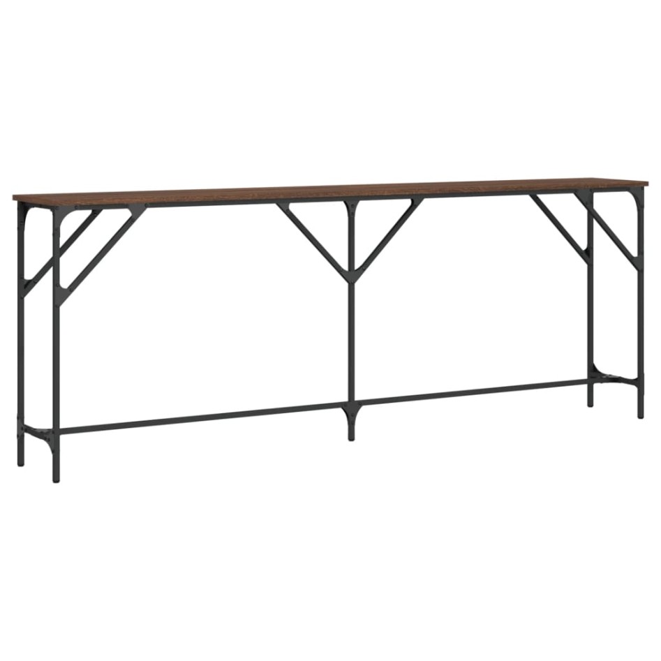 Mesa consola madera de ingeniería marrón roble 200x29x75