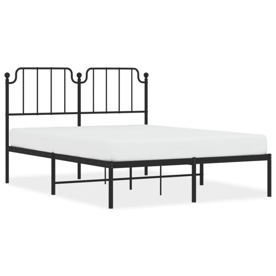 Estructura cama sin colchón con cabecero metal negro 140x190