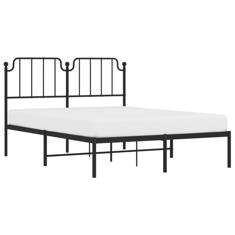Estructura cama sin colchón con cabecero metal negro 140x190