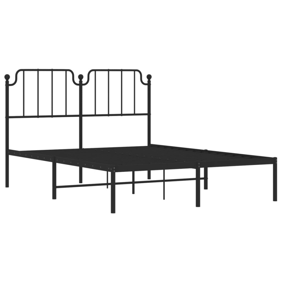 Estructura cama sin colchón con cabecero metal negro 140x190