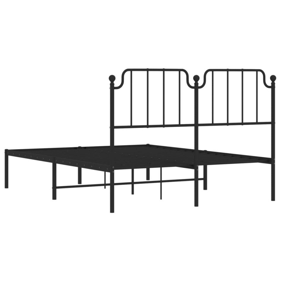 Estructura cama sin colchón con cabecero metal negro 140x190