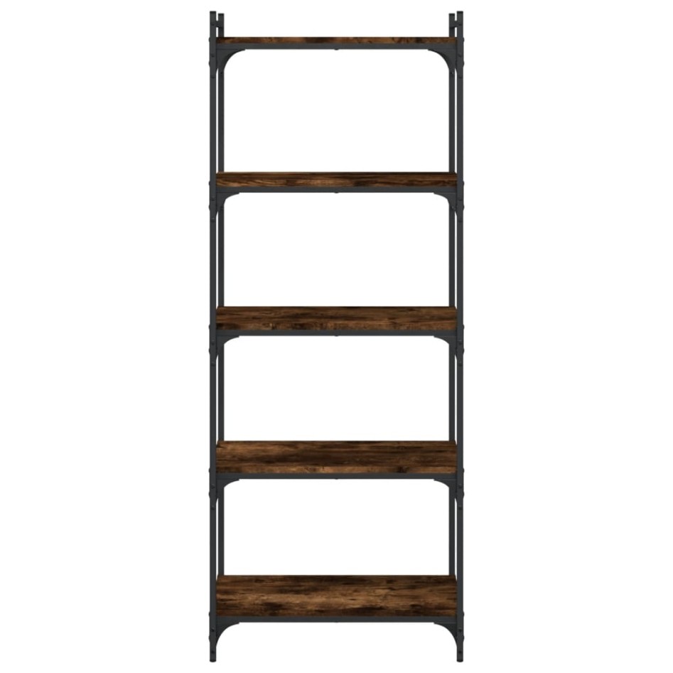 Librería 5 estantes madera ingeniería roble ahumado