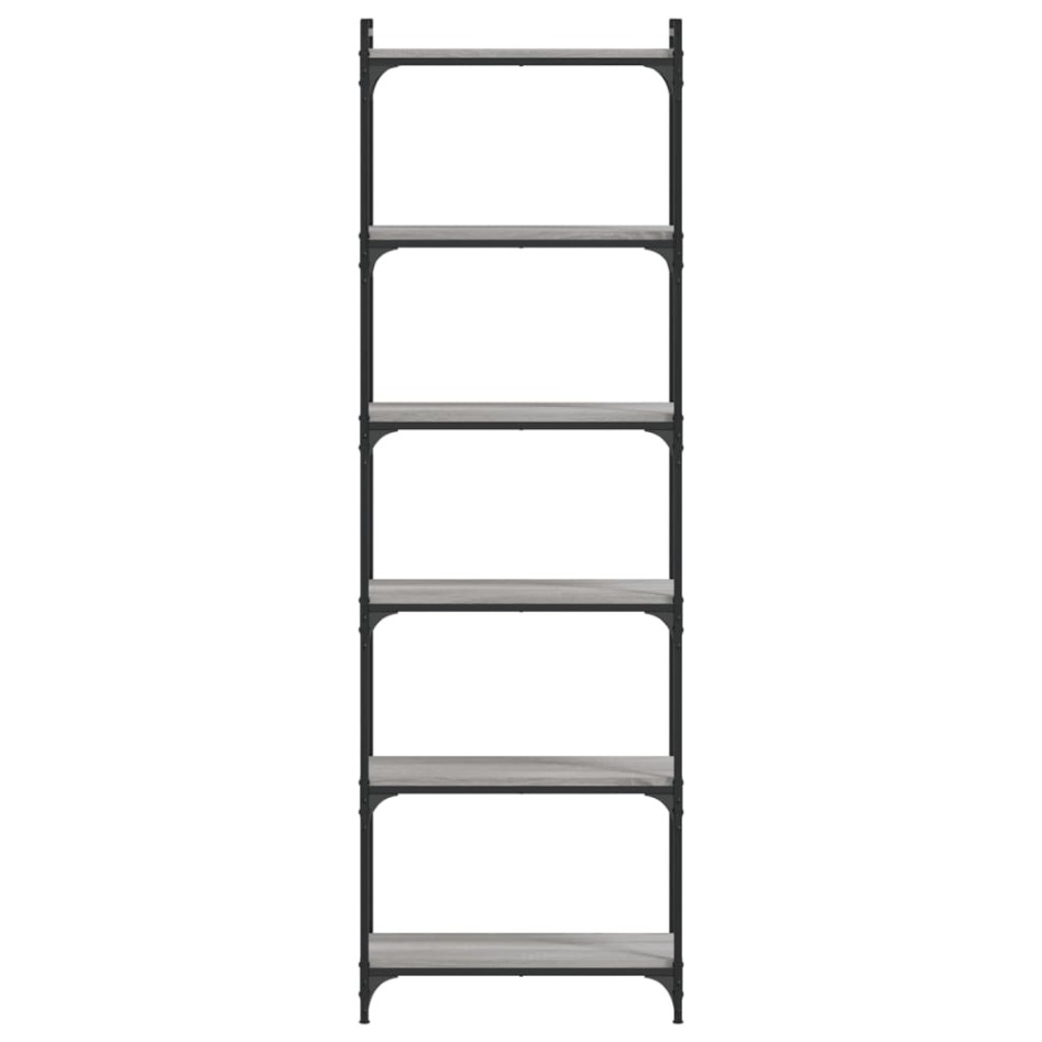 Librería 6 estantes madera ingeniería gris Sonoma 60x30x188