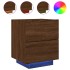Mesita de noche con luces LED madera de ingeniería roble