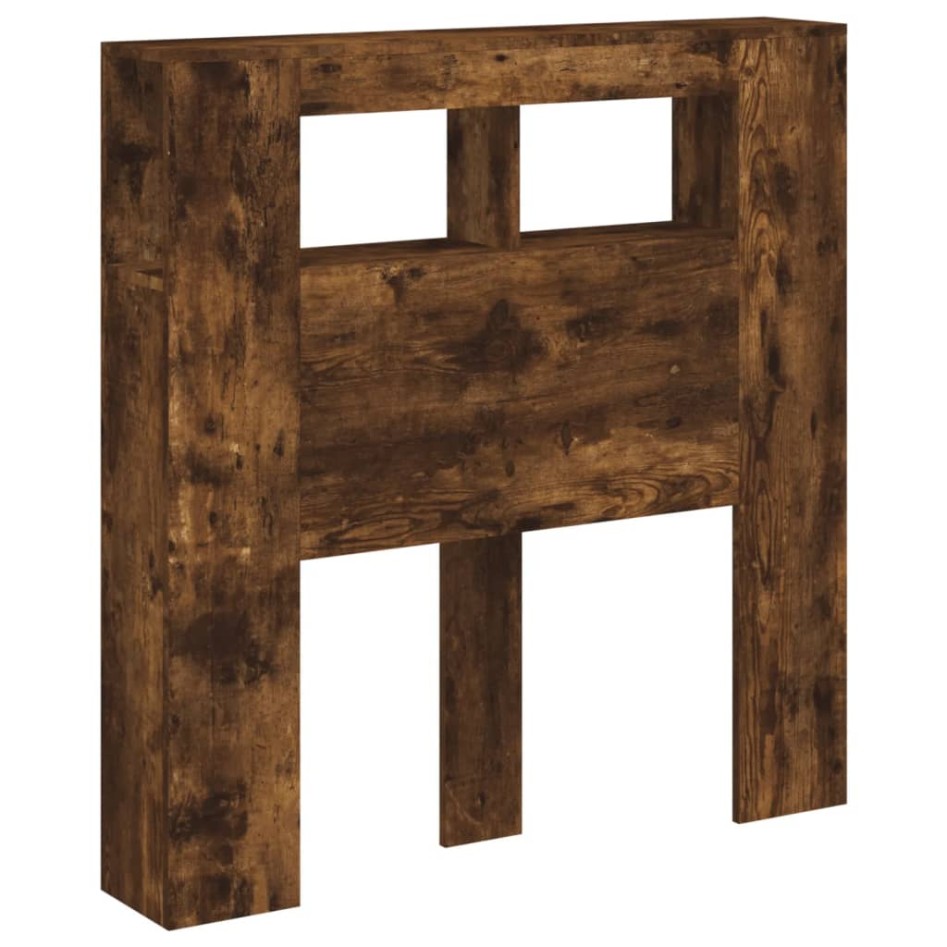 Cabecero LED madera ingeniería roble ahumado 100x18,5x103,5