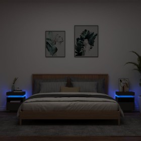 Mesitas de noche con luces LED 2 unidades negro 40x39x48,5