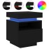 Mesitas de noche con luces LED 2 unidades negro 40x39x48,5