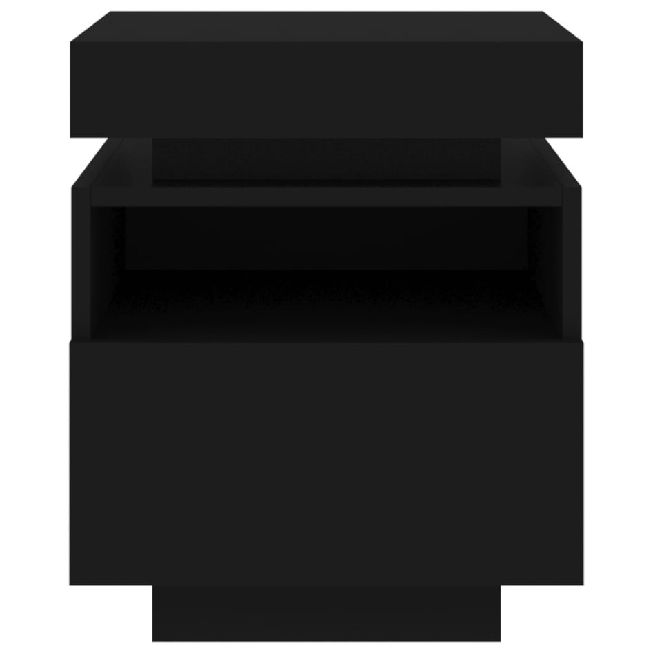 Mesitas de noche con luces LED 2 unidades negro 40x39x48,5
