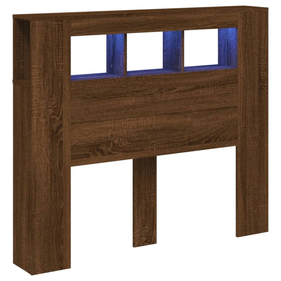 Cabecero LED madera ingeniería roble marrón 120x18,5x103,5