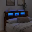 Cabecero LED madera ingeniería roble ahumado 160x18,5x103,5 cm