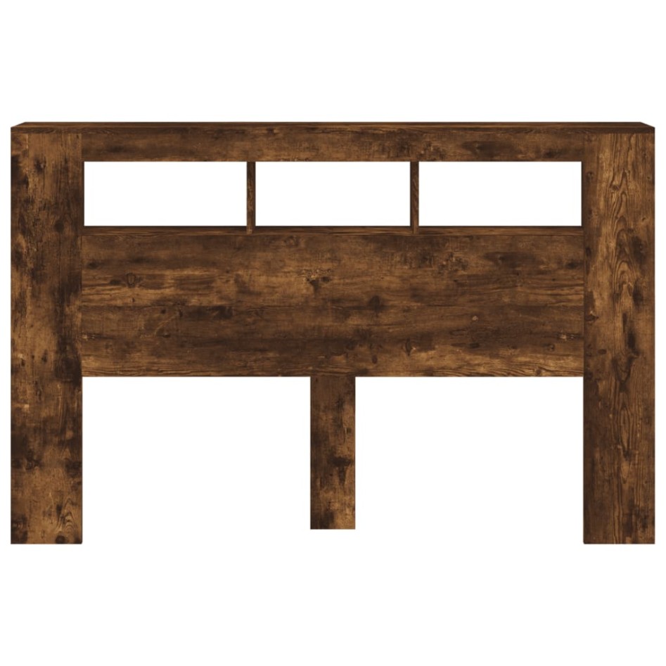 Cabecero LED madera ingeniería roble ahumado 160x18,5x103,5